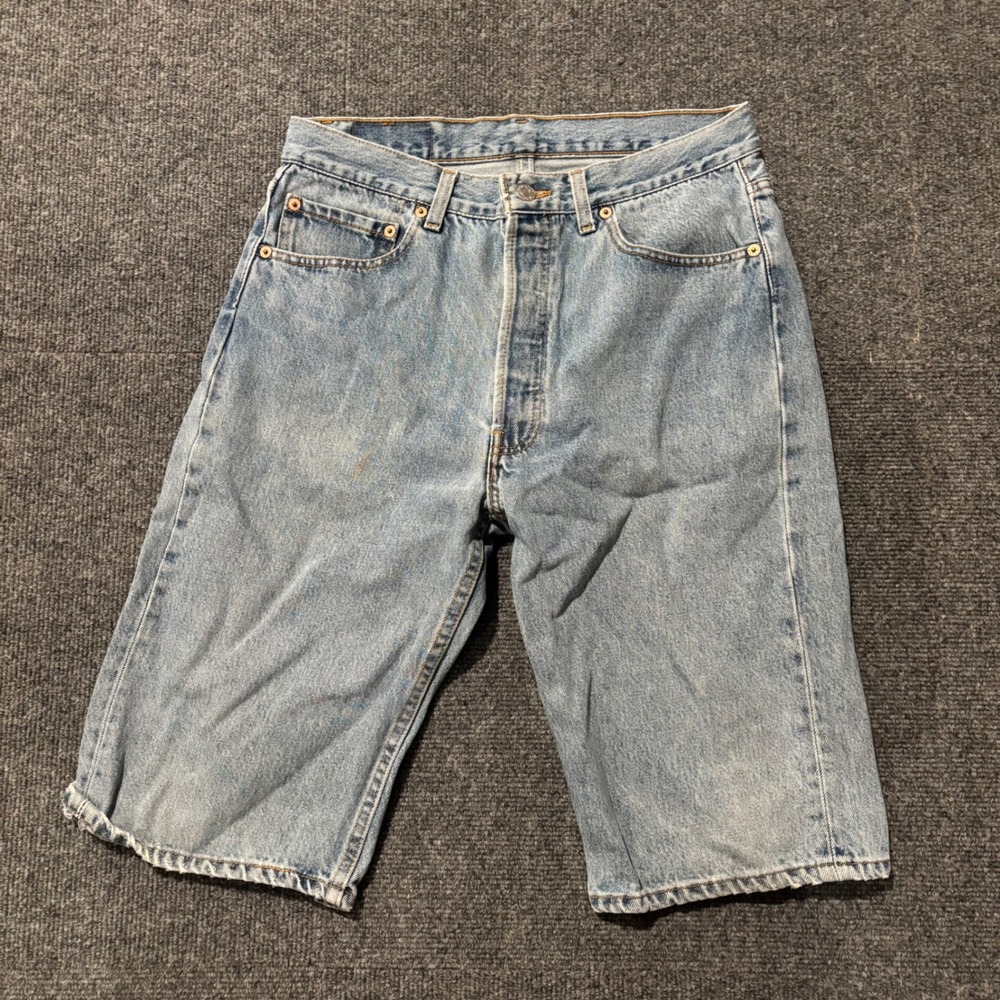 Levis 501 Mens Light Wash Denim Shorts Button Fly Cut Jean Shorts W33